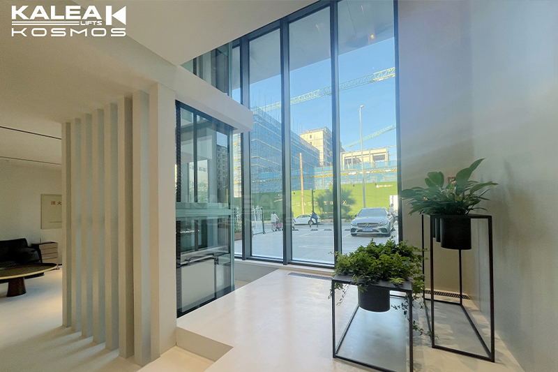 Commercial Lift, 2stops, Kosmos K90 model,Platform size 1000x930mm, All Side Glass , Premium Coated A Emerald